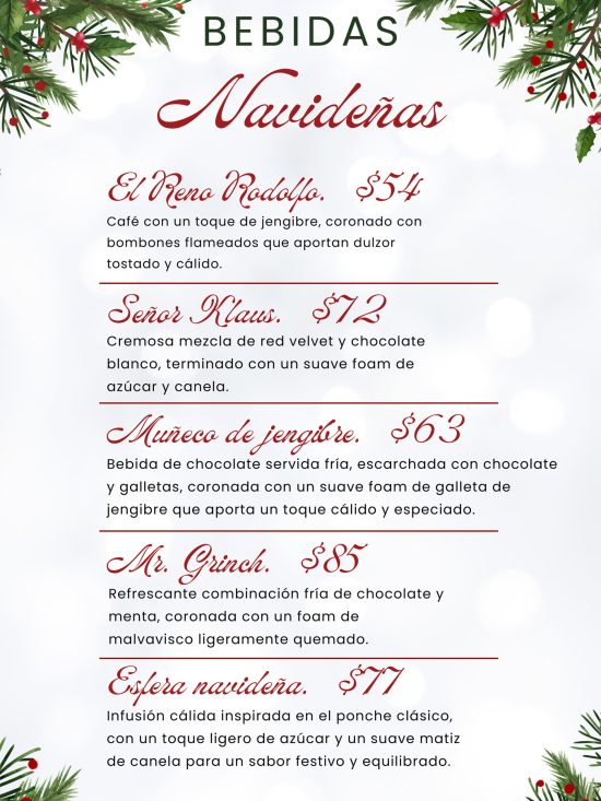 Menú Bebidas Navideñas